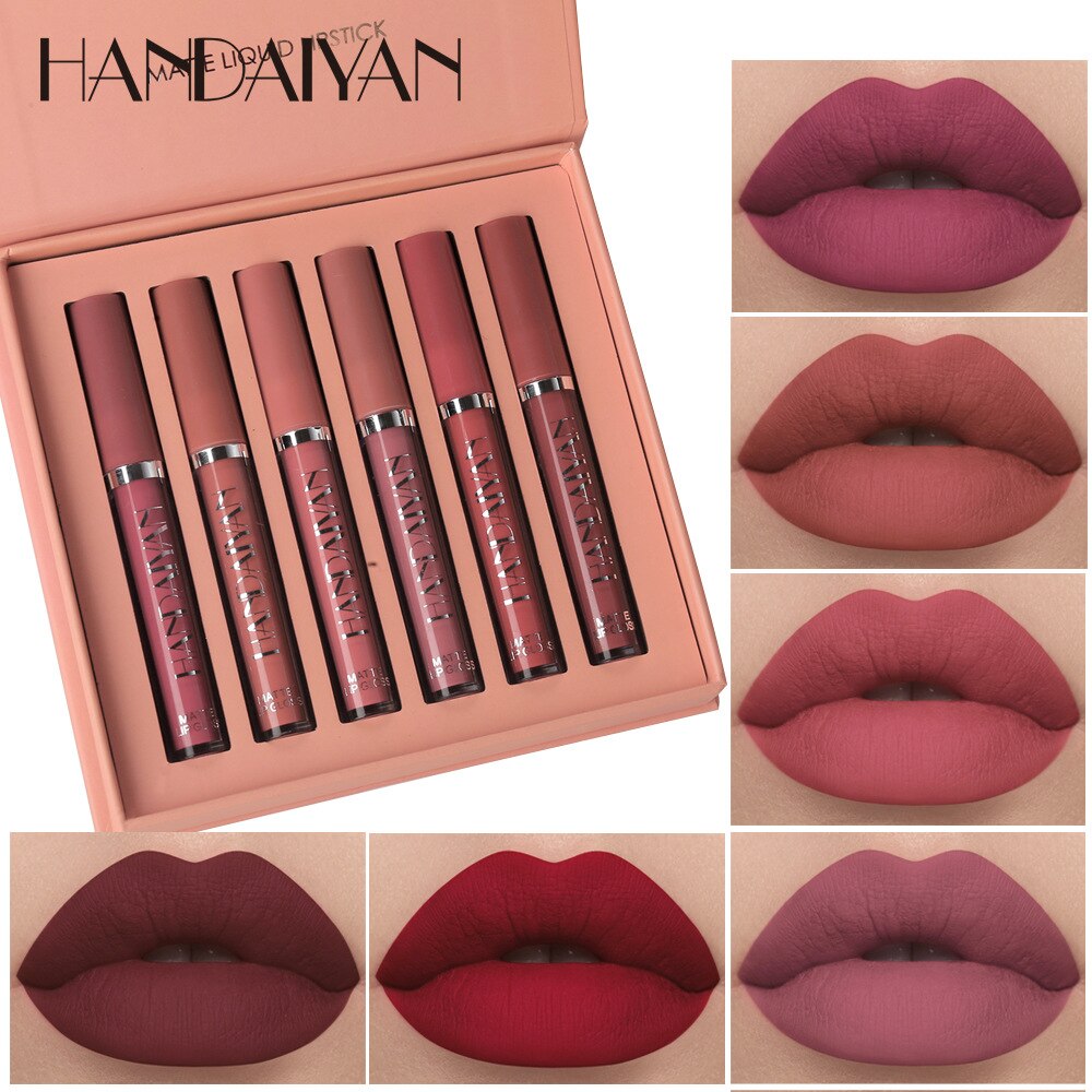 2023 New 6 Colors/Set Fashion Lip Gloss Sets Natural Moisturize Waterproof Velvet Liquid Lipstick Gift Box Exquisite Lip Makeup